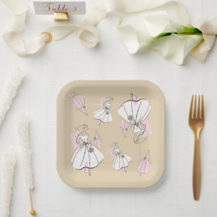 Fashion Bride Neutral Group Multi square Paper Plate