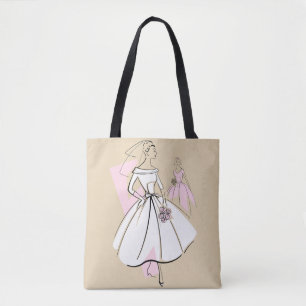 Fashion Bride Neutral Group pink back Tote Bag