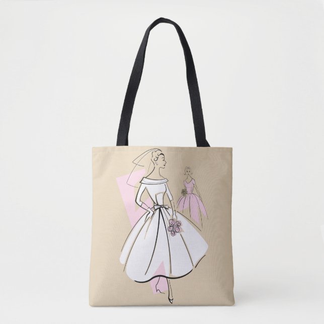 Fashion Bride Neutral Group pink back Tote Bag (Front)