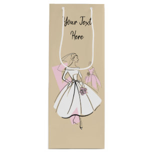 Fashion Bride Neutral Group Text wine Gift Bag