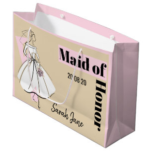 Fashion Bride Neutral Maid of Honour large pink Gift Bag
