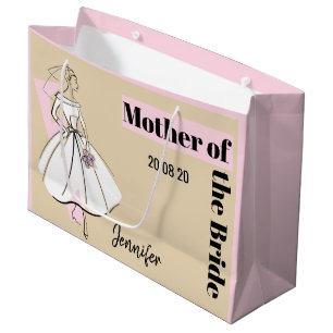 Fashion Bride Neutral Mother of Bride large pink Gift Bag