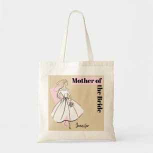 Fashion Bride Neutral Mother of the Bride Name Tote Bag