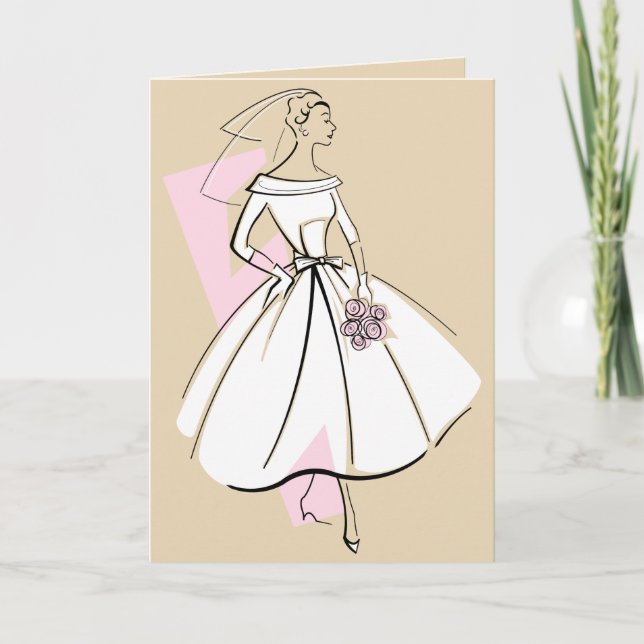 Fashion Bride Neutral Text beige greetings card (Front)