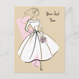 Fashion Bride Neutral Text beige postcard