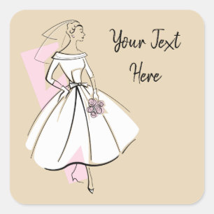 Fashion Bride Neutral Text square Sticker