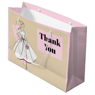 Fashion Bride Neutral Thank You large pink Gift Bag