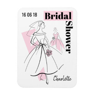 Fashion Bride Pink Bridal Shower flexible magnet