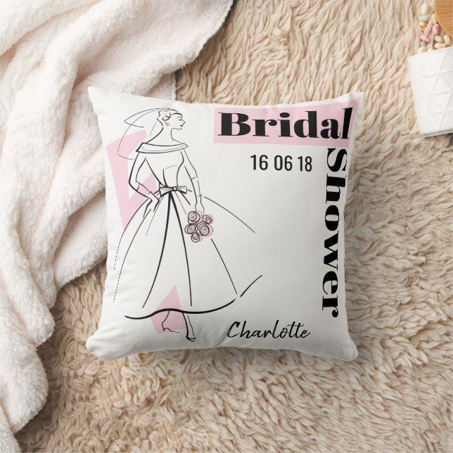Fashion Bride Pink Bridal Shower throw pillow (Blanket)