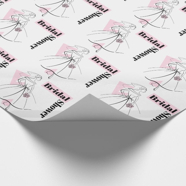 Fashion Bride Pink Bridal Shower wrapping paper (Corner)