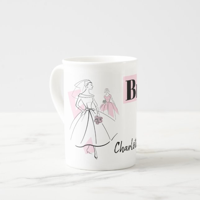 Fashion Bride Pink Bride Name bone china mug (Front Left)
