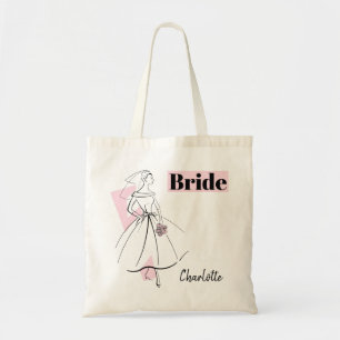 Fashion Bride Pink Bride Name budget tote Bag