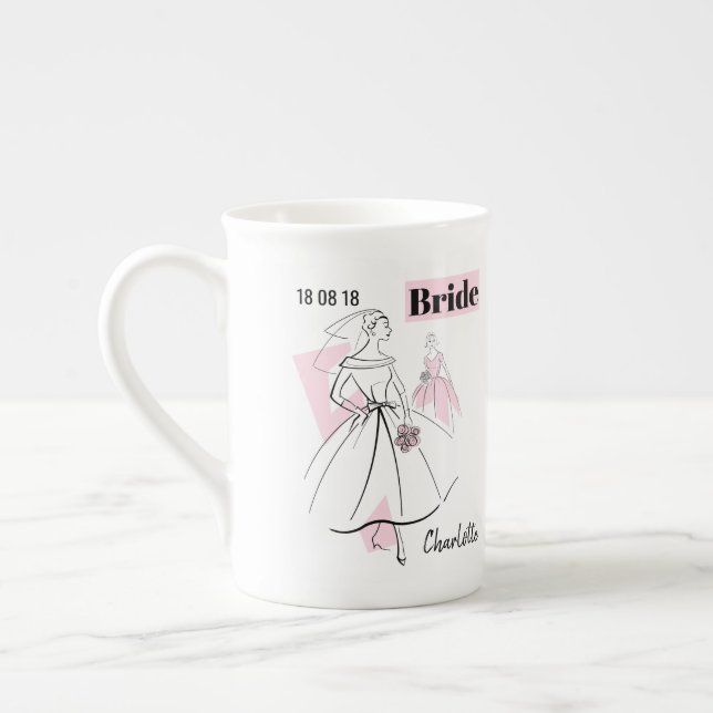 Fashion Bride Pink Bride Name mug bone china (Left)