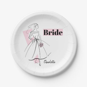 Fashion Bride Pink Bride Name paper plates