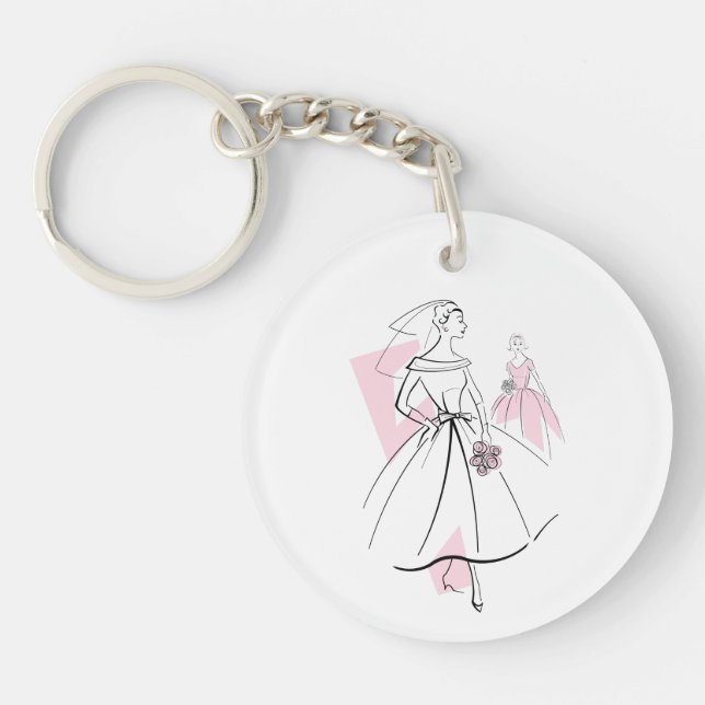 Fashion Bride Pink Bride text back keychain (Front)