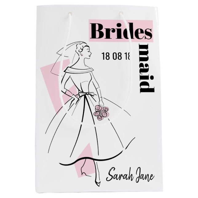 Fashion Bride Pink Bridesmaid gift bag medium (Front)