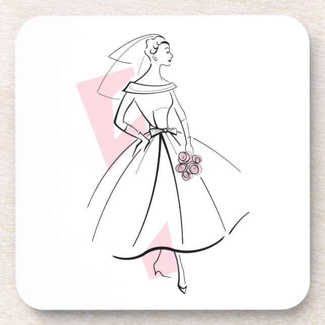 Fashion Bride Pink coaster cork back (Front)