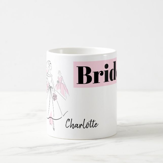 Fashion Bride Pink Group Bride Name mug (Center)