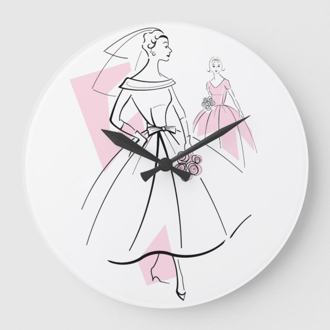 Fashion Bride Pink Group clock (Front)