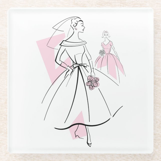 Fashion Bride Pink Group coaster glass (Front)