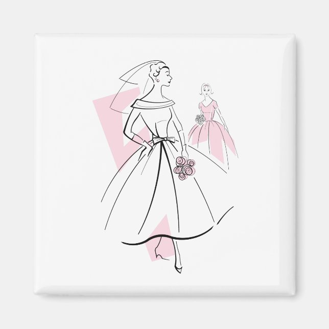 Fashion Bride Pink Group magnet square (Front)