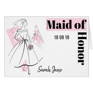Fashion Bride Pink Group Maid of Honour Date Name 