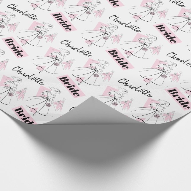 Fashion Bride Pink Group Name Bride wrapping paper (Corner)
