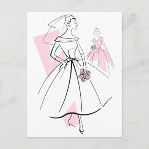 Fashion Bride Pink Group postcard