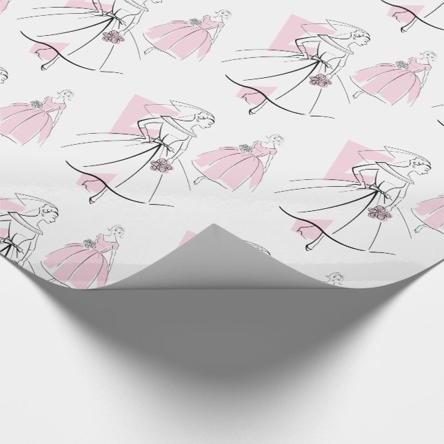 Fashion Bride Pink Group wrapping paper (Corner)