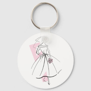 Fashion Bride Pink keychain round