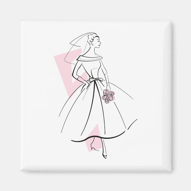 Fashion Bride Pink magnet square (Front)