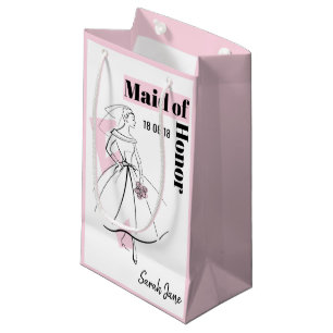 Fashion Bride Pink Maid of Honour small pink Gift Bag