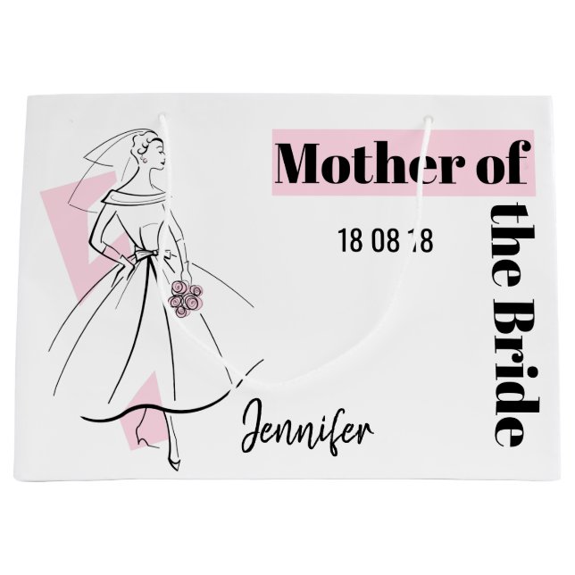 Fashion Bride Pink Mother of the Bride large Gift Bag (Front)