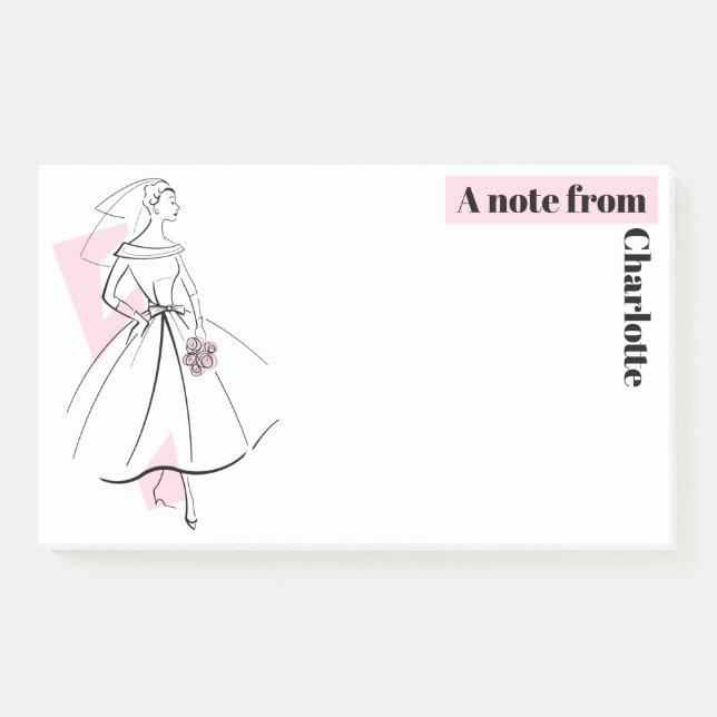 Fashion Bride Pink Note Name post-it notes (Front)