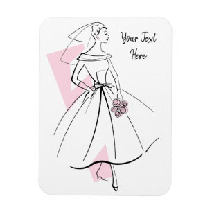 Fashion Bride Pink Text flexible magnet