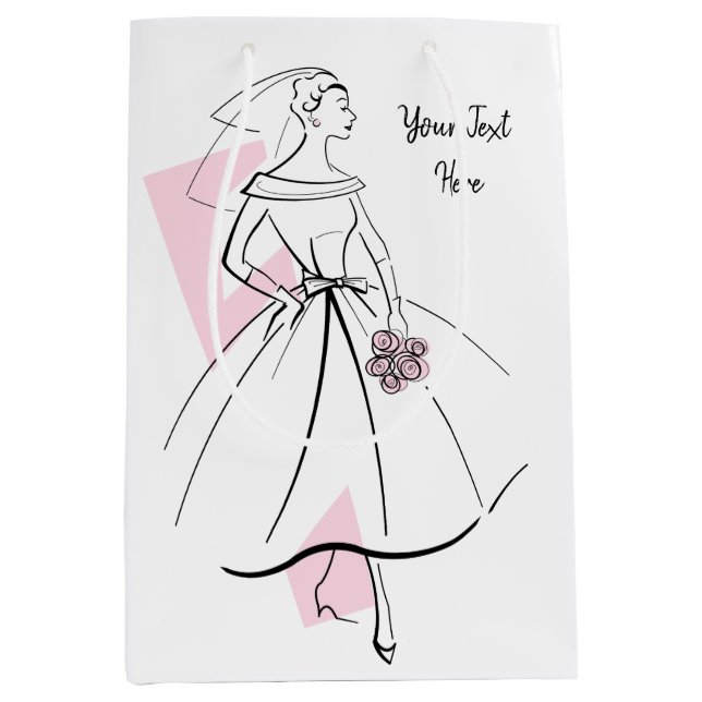 Fashion Bride Pink Text gift bag medium (Front)