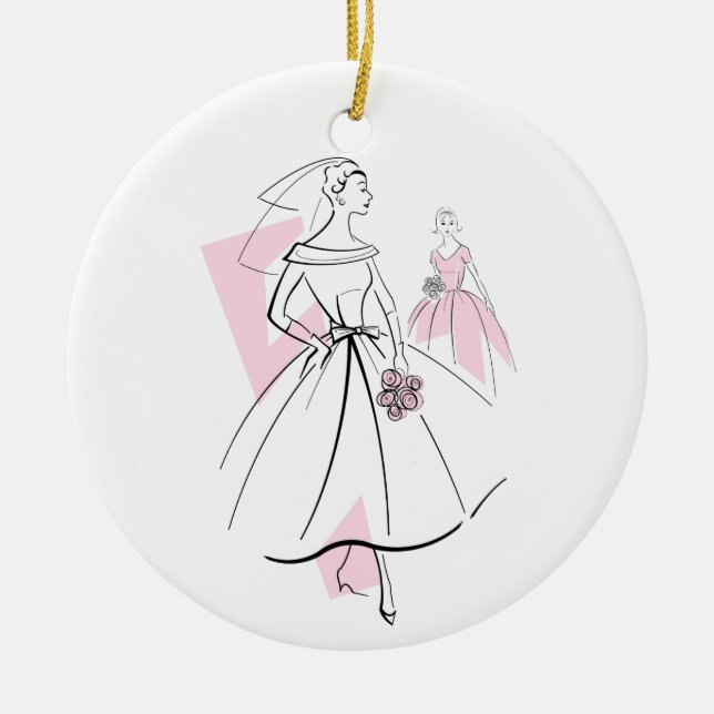 Fashion Bride Pink Text ornament (Front)