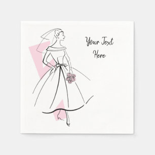 Fashion Bride Pink Text paper napkins