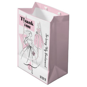 Fashion Bride Pink Thank You Bridesmaid med pink Medium Gift Bag