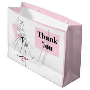 Fashion Bride Pink Thank You gift bag large pink