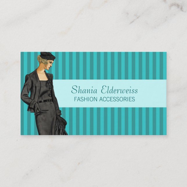 Fashion Business Card - Cool Aqua Green (Front)
