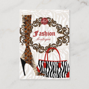 Fashion Business Card Handbag Boot Leather Zebra