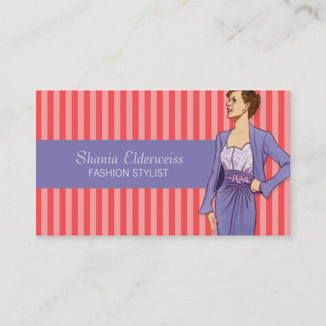 Fashion Business Card Pink and Lavender (Front)