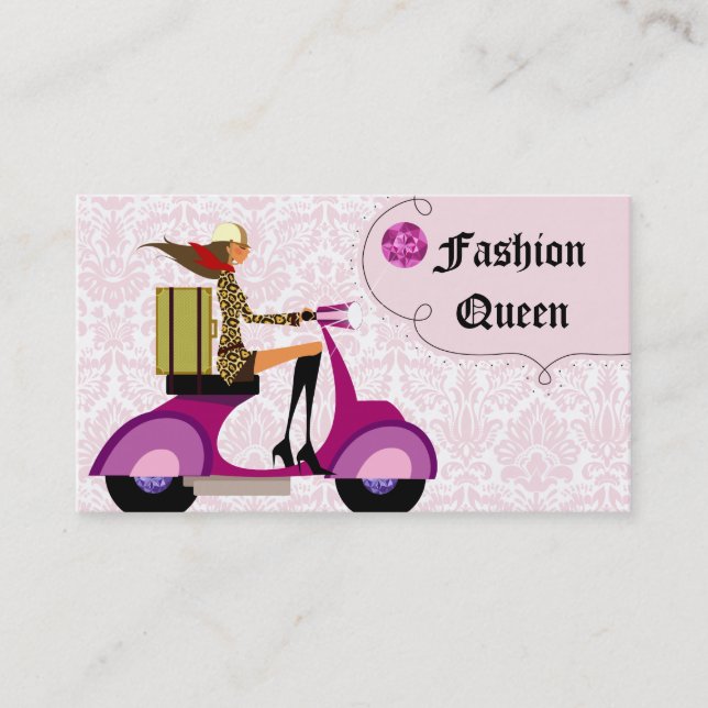 Fashion Business Card Scooter Woman Pink (Front)