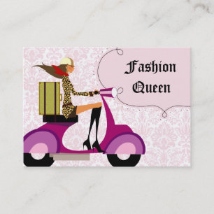 Fashion Business Card Scooter Woman Pink