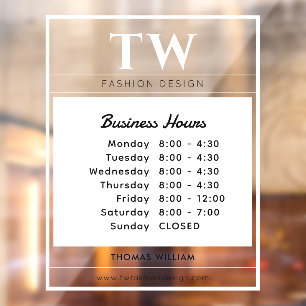 Fashion Business Hours White Semi-transparent 