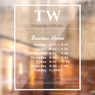Fashion Business Hours White Transparent 