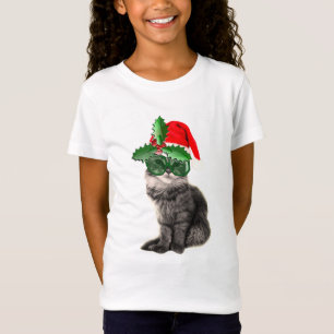 Fashion Cat posing with Santa Claus hat T-Shirt