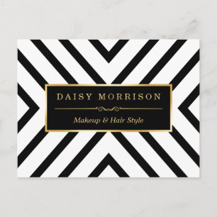 Fashion Classy Gold Black White Stripes Pattern Postcard