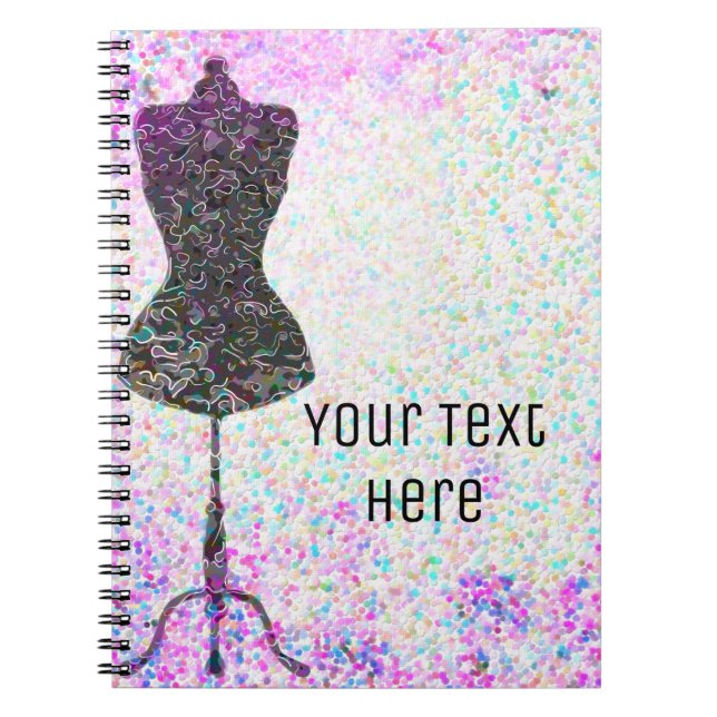 Fashion Confetti Mannequin Modern Personalised Spiral Notebook (Front)